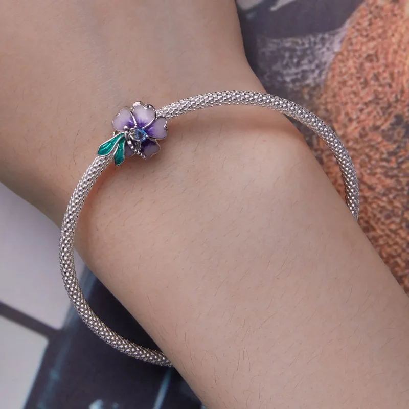 (imagine pentru) Talismane în stil Pandora cu fluture și floare - BSC786 - Vizualizare 6