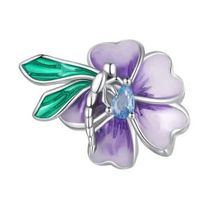 (imagine pentru) Talismane în stil Pandora cu fluture și floare - BSC786