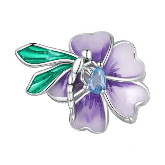(imagine pentru) Talismane în stil Pandora cu fluture și floare - BSC786