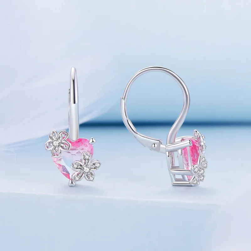 (imagine pentru) Bijuterii în stil Pandora: Cercei tip inel Sakura - BSE866 - Vizualizare 2
