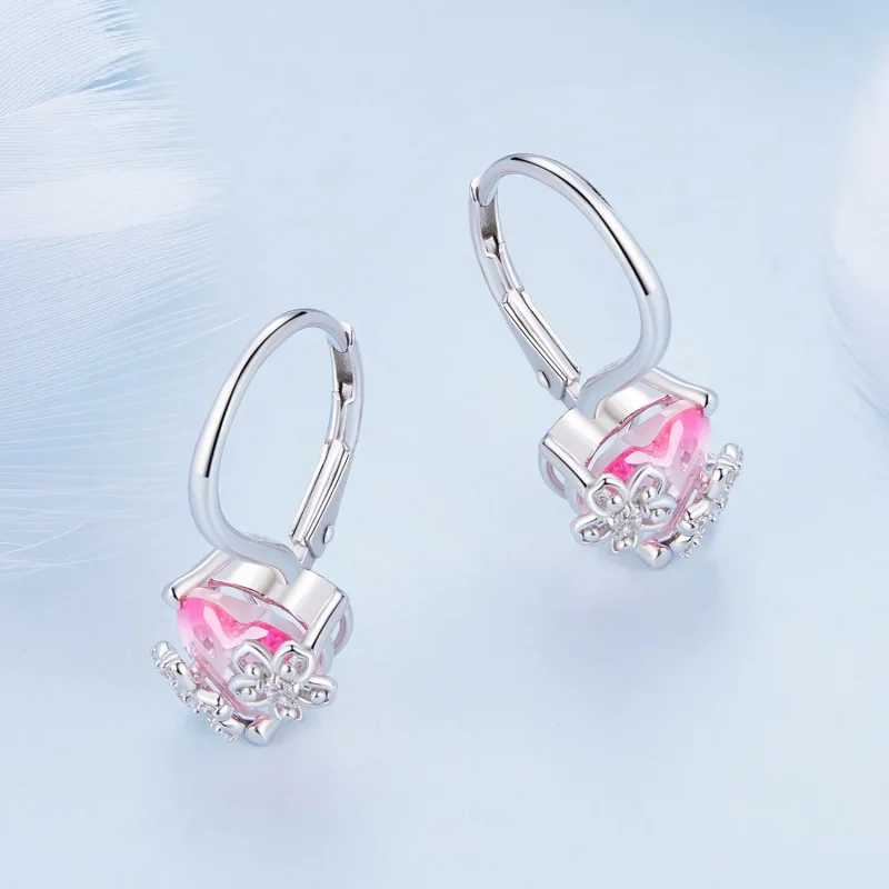 (imagine pentru) Bijuterii în stil Pandora: Cercei tip inel Sakura - BSE866 - Vizualizare 3