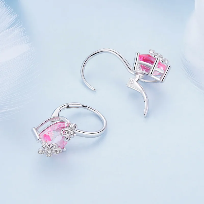 (imagine pentru) Bijuterii în stil Pandora: Cercei tip inel Sakura - BSE866 - Vizualizare 4
