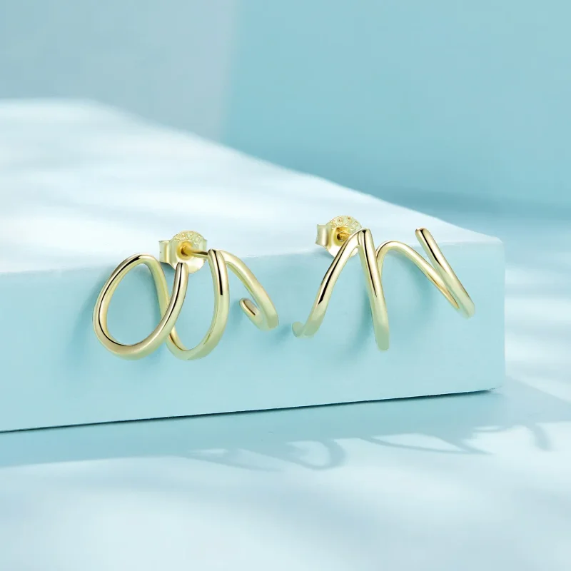 (imagine pentru) Bijuterii Pandora Style Simple Lines Stud Earrings - SCE986-B - Vizualizare 2