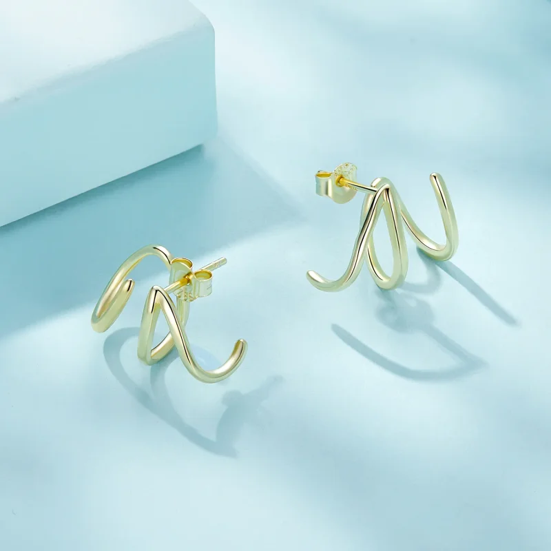 (imagine pentru) Bijuterii Pandora Style Simple Lines Stud Earrings - SCE986-B - Vizualizare 3