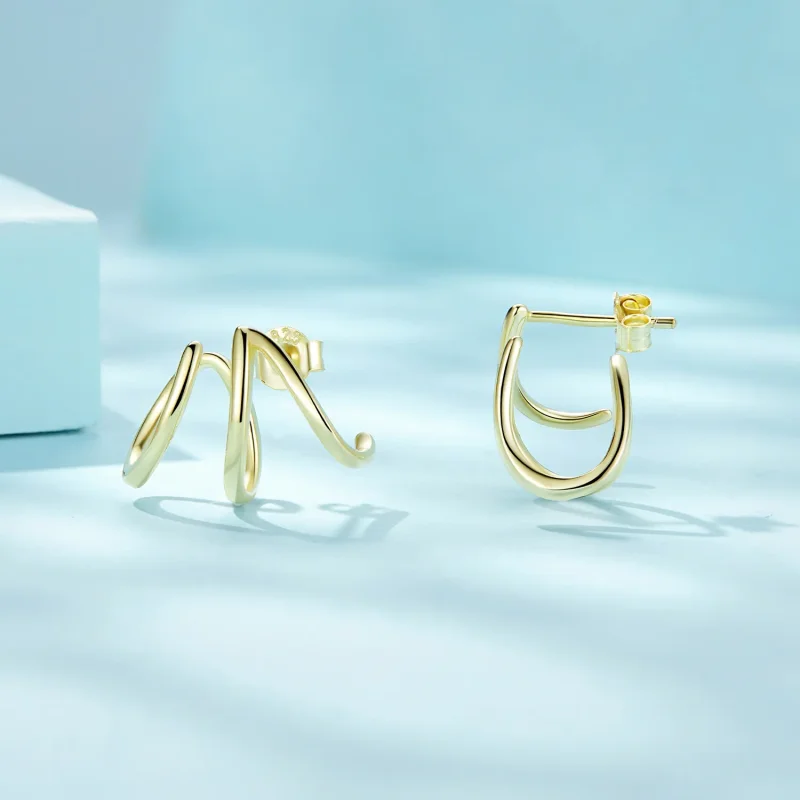 (imagine pentru) Bijuterii Pandora Style Simple Lines Stud Earrings - SCE986-B - Vizualizare 4