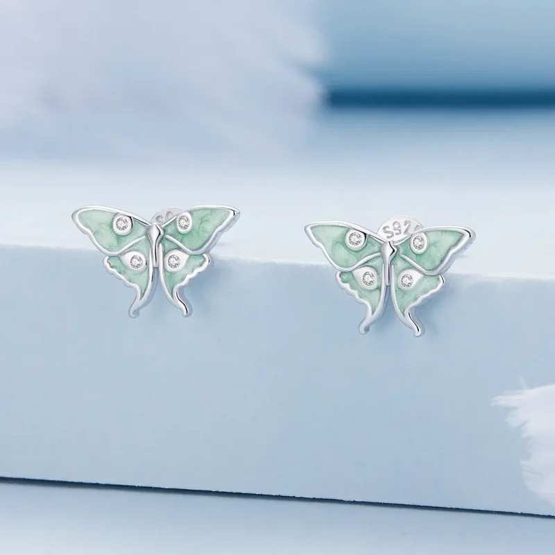 (imagine pentru) Bijuterii stil Pandora, cercei stud cu fluturi Wizard of Oz - BSE828 - Vizualizare 2