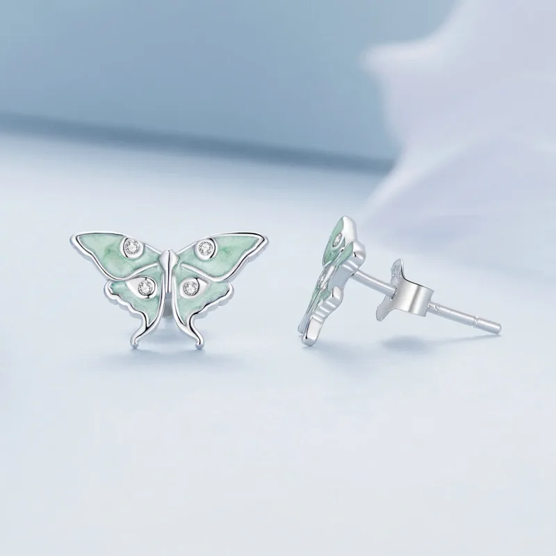 (imagine pentru) Bijuterii stil Pandora, cercei stud cu fluturi Wizard of Oz - BSE828 - Vizualizare 3