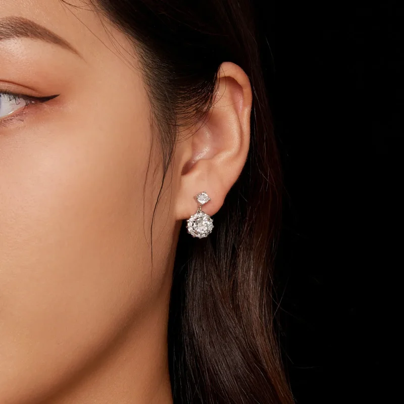 (imagine pentru) Bijuterii stil Pandora, cercelusi cu pietre Moissanite de 1ct - MSE028 - Vizualizare 7