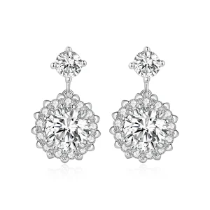 (imagine pentru) Bijuterii stil Pandora, cercelusi cu pietre Moissanite de 1ct - MSE028