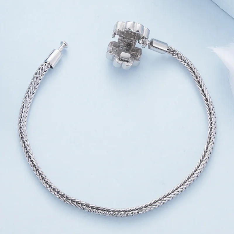 (imagine pentru) Brățară cu lanț cu trifoi cu patru foi norocos cu zircon verde în stil Pandora - - Vizualizare 4