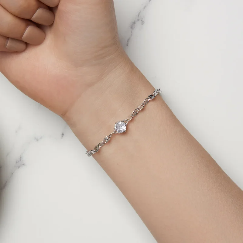 (imagine pentru) Brățară cu lanț fin strălucitor și zirconiu de stil Pandora - BSB142 - Vizualizare 6