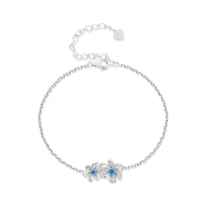 (imagine pentru) Brățară cu lanț și floare albastră în stil Pandora - BSB138