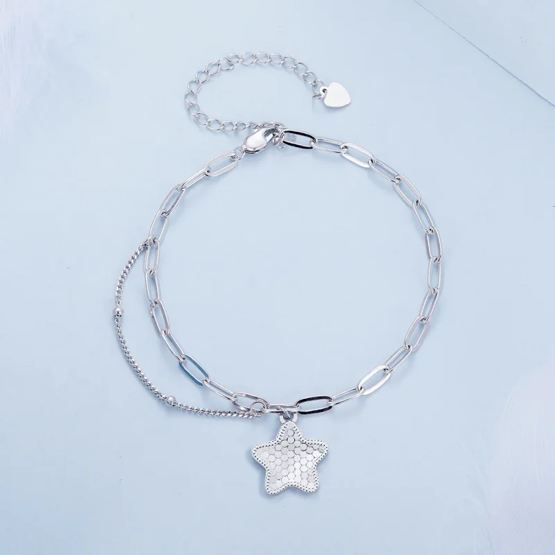 (imagine pentru) Brățară cu lanț în stil Pandora, model stea strălucitoare - BSB137 - Vizualizare 2