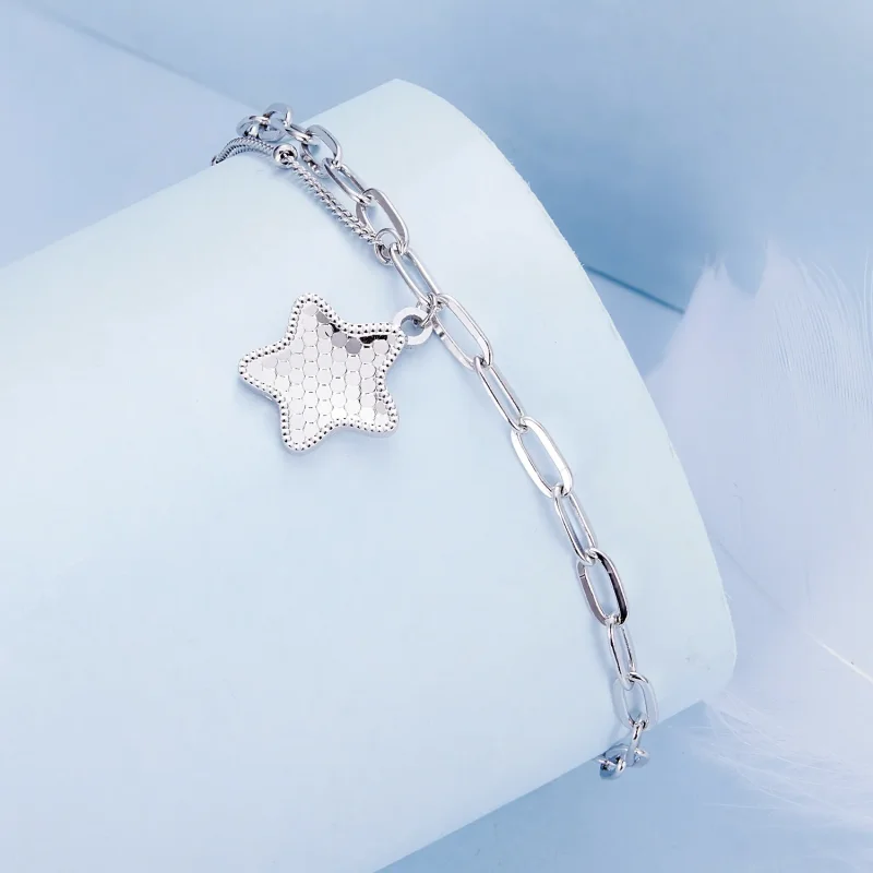 (imagine pentru) Brățară cu lanț în stil Pandora, model stea strălucitoare - BSB137 - Vizualizare 3
