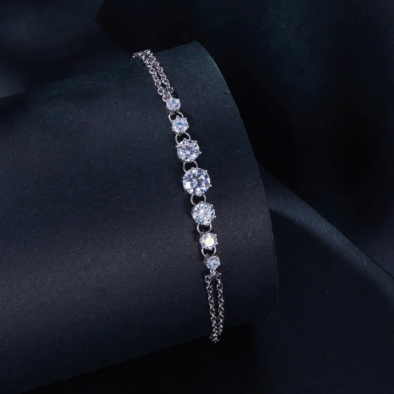 (imagine pentru) Brățară cu stil Pandora cu piatră Moissanite (un certificat) - MSB008 - Vizualizare 2