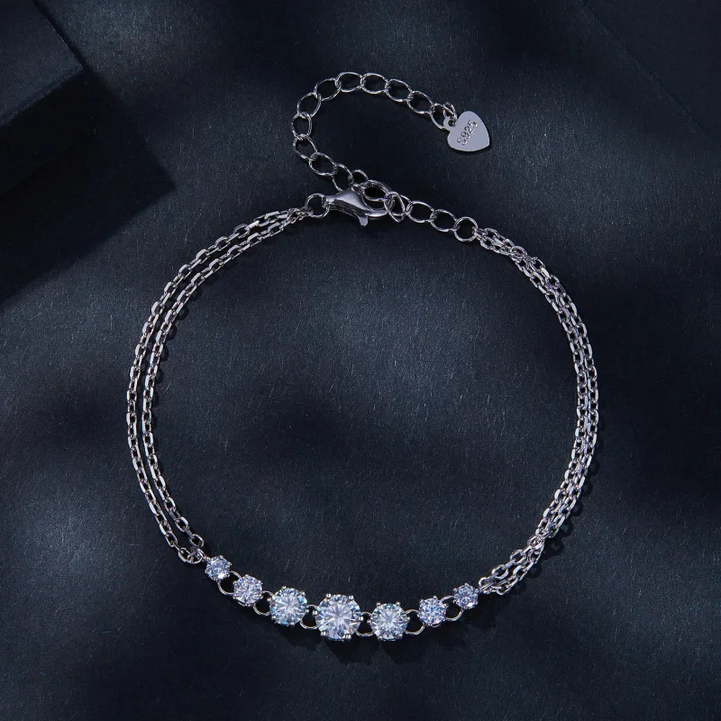 (imagine pentru) Brățară cu stil Pandora cu piatră Moissanite (un certificat) - MSB008 - Vizualizare 3