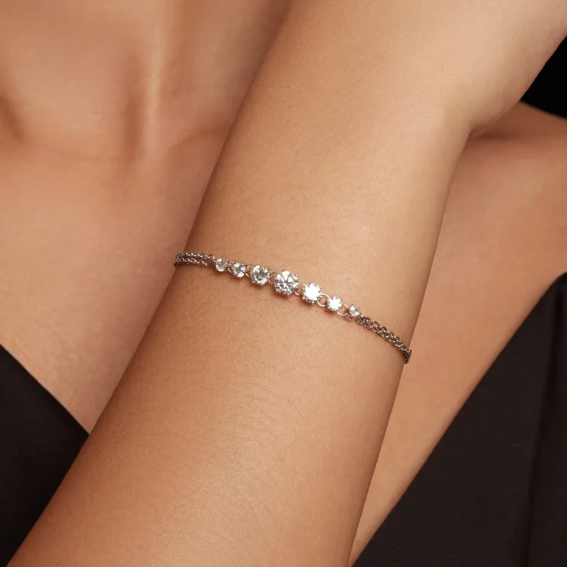 (imagine pentru) Brățară cu stil Pandora cu piatră Moissanite (un certificat) - MSB008 - Vizualizare 4