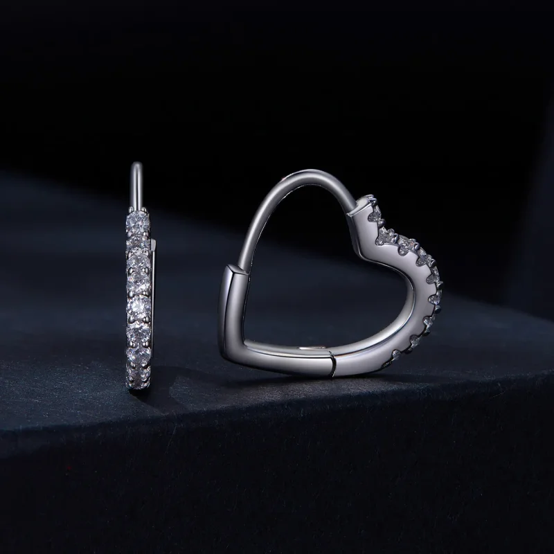 (imagine pentru) Cercei in stil Pandora, in forma de inima, cu Moissanite în cerc (Un certificat) - Vizualizare 2