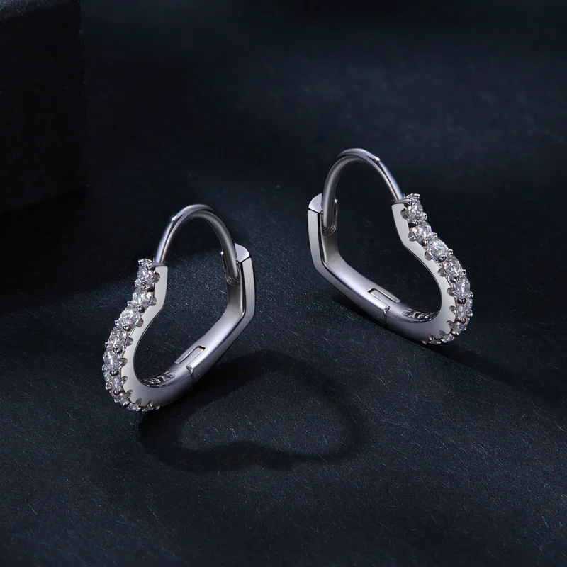 (imagine pentru) Cercei in stil Pandora, in forma de inima, cu Moissanite în cerc (Un certificat) - Vizualizare 3