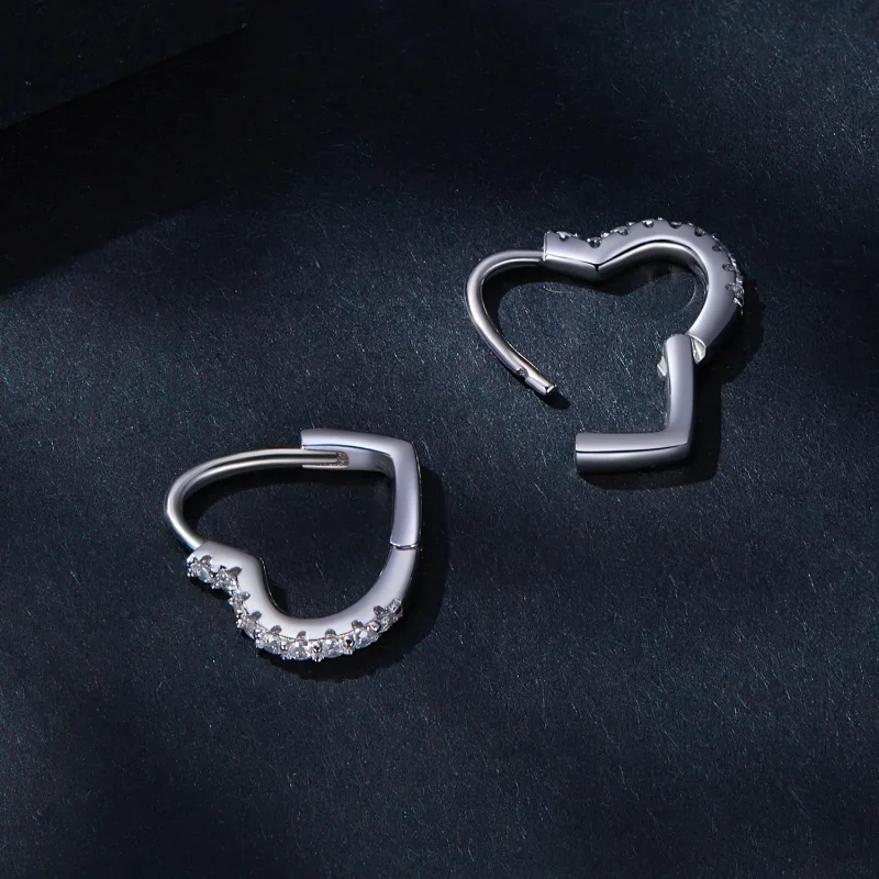 (imagine pentru) Cercei in stil Pandora, in forma de inima, cu Moissanite în cerc (Un certificat) - Vizualizare 4