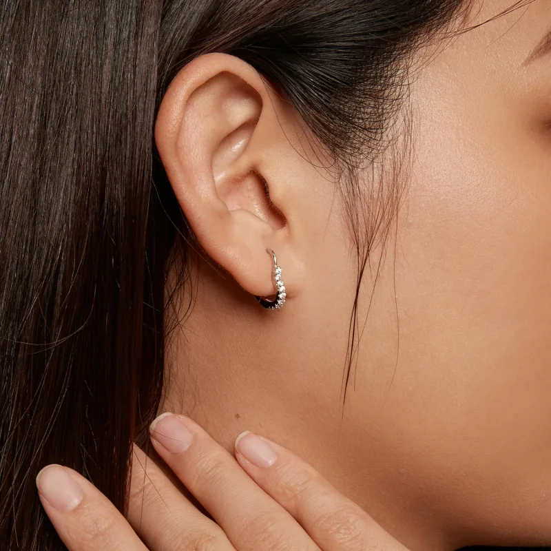 (imagine pentru) Cercei in stil Pandora, in forma de inima, cu Moissanite în cerc (Un certificat) - Vizualizare 9
