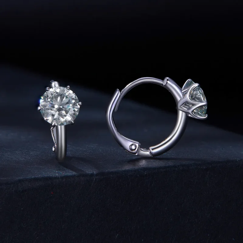 (imagine pentru) Cercei în stil Pandora cu Moissanite de 1 ct (un certificat) - MSE037 - Vizualizare 2