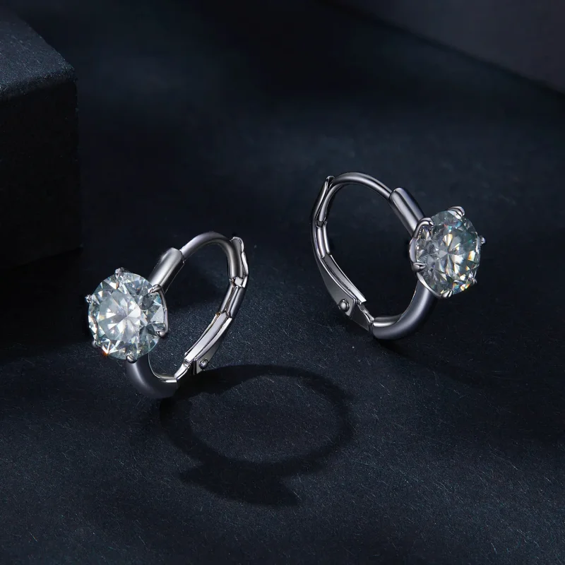 (imagine pentru) Cercei în stil Pandora cu Moissanite de 1 ct (un certificat) - MSE037 - Vizualizare 3