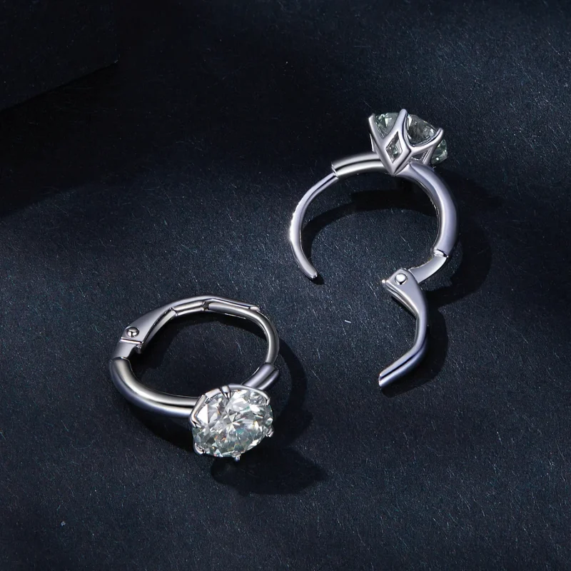 (imagine pentru) Cercei în stil Pandora cu Moissanite de 1 ct (un certificat) - MSE037 - Vizualizare 4