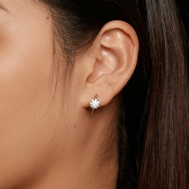 (imagine pentru) Cercei în stil Pandora cu Moissanite de 1 ct (un certificat) - MSE037 - Vizualizare 5