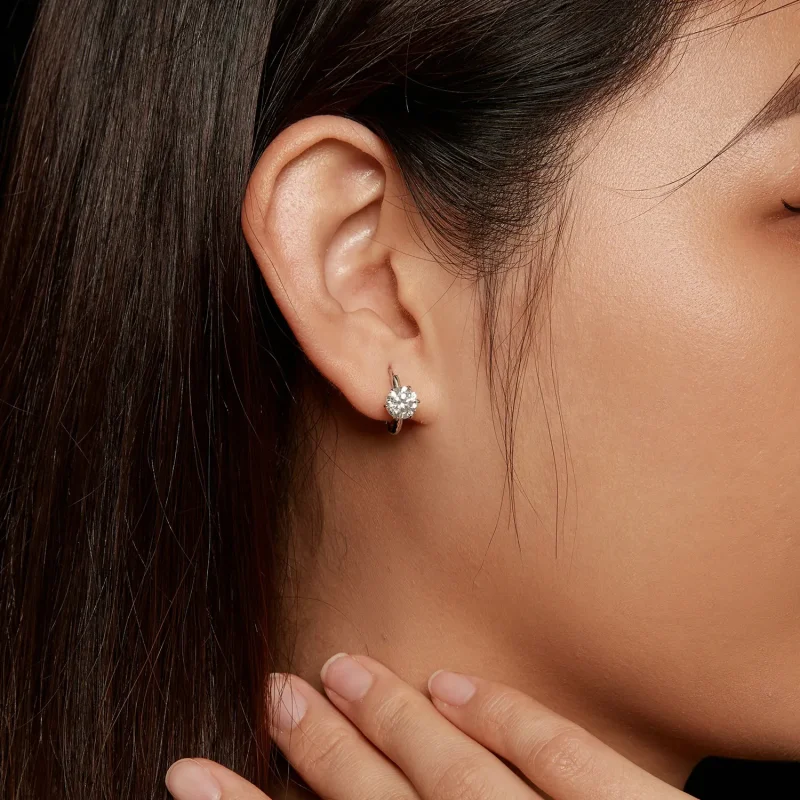 (imagine pentru) Cercei în stil Pandora cu Moissanite de 1 ct (un certificat) - MSE037 - Vizualizare 7