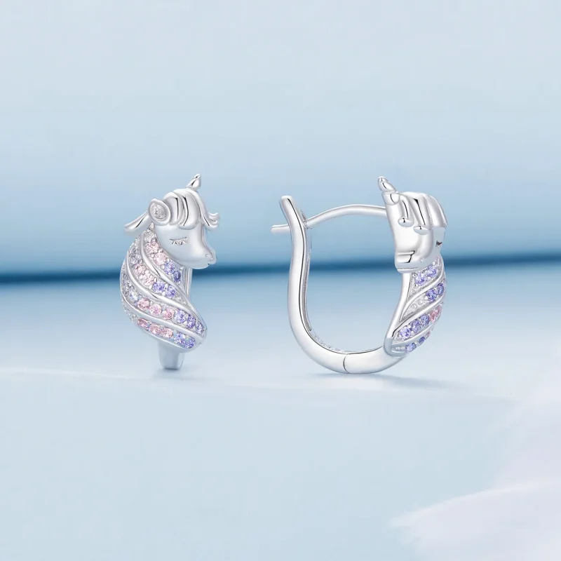 (imagine pentru) Cercei în stil Pandora cu unicorn - BSE832 - Vizualizare 2