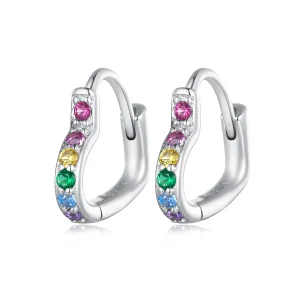 (imagine pentru) Cercei pandantiv in stil Pandora cu inima arc-en-ciel - SCE1626-CF