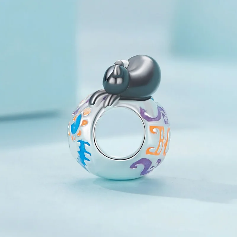 (imagine pentru) Cercei pandantiv în stilul Pandora, cu motivul unei dovleci Jack-O-Lantern de Ha - Vizualizare 3