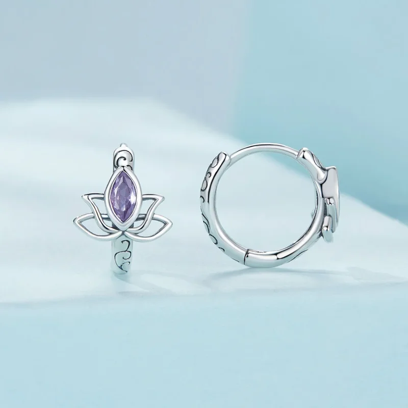 (imagine pentru) Cercei pandantiv stil Pandora cu model de floare de lotus - SCE1648 - Vizualizare 2