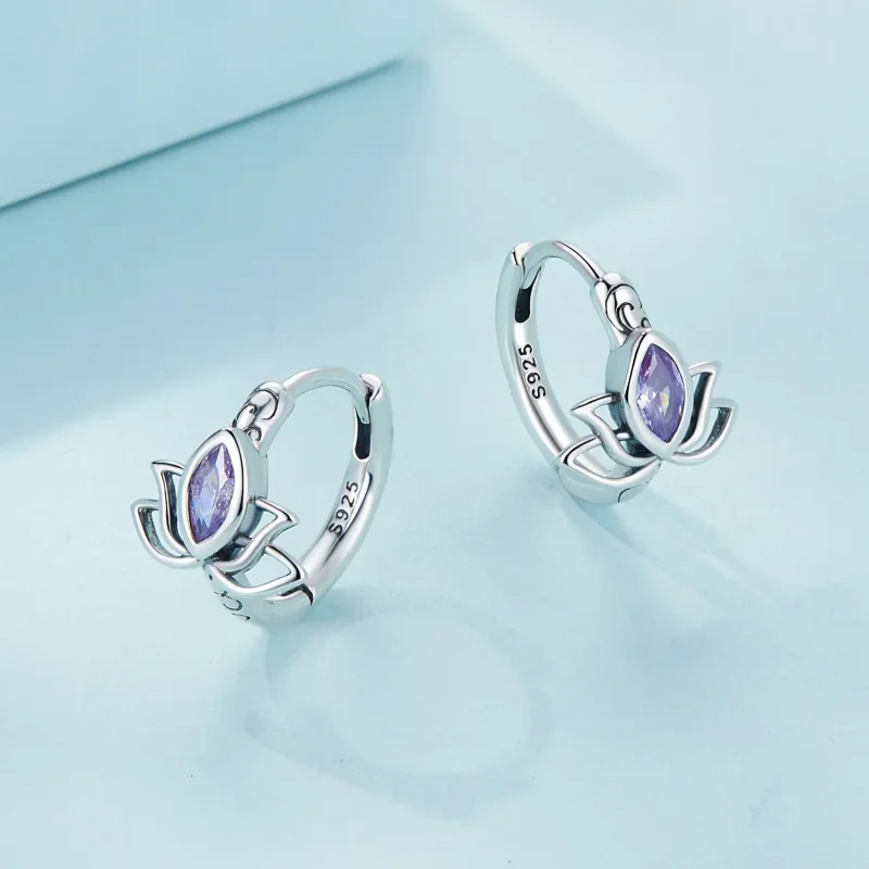 (imagine pentru) Cercei pandantiv stil Pandora cu model de floare de lotus - SCE1648 - Vizualizare 3