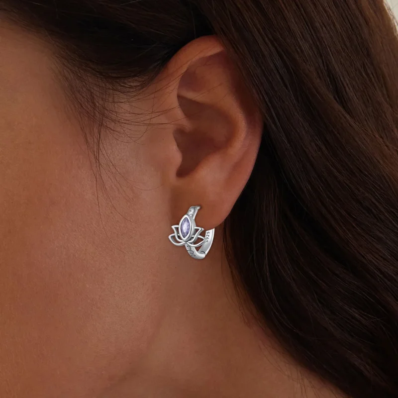 (imagine pentru) Cercei pandantiv stil Pandora cu model de floare de lotus - SCE1648 - Vizualizare 6