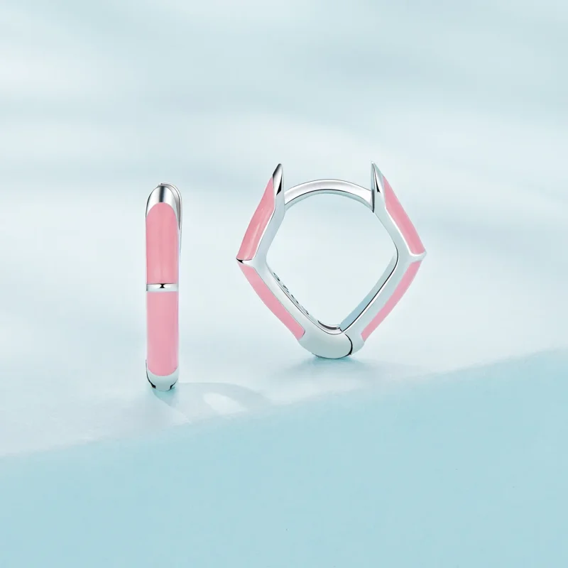 (imagine pentru) Cercei Pandora cu diamante roz în stilul de hoop - SCE1569-PK - Vizualizare 2