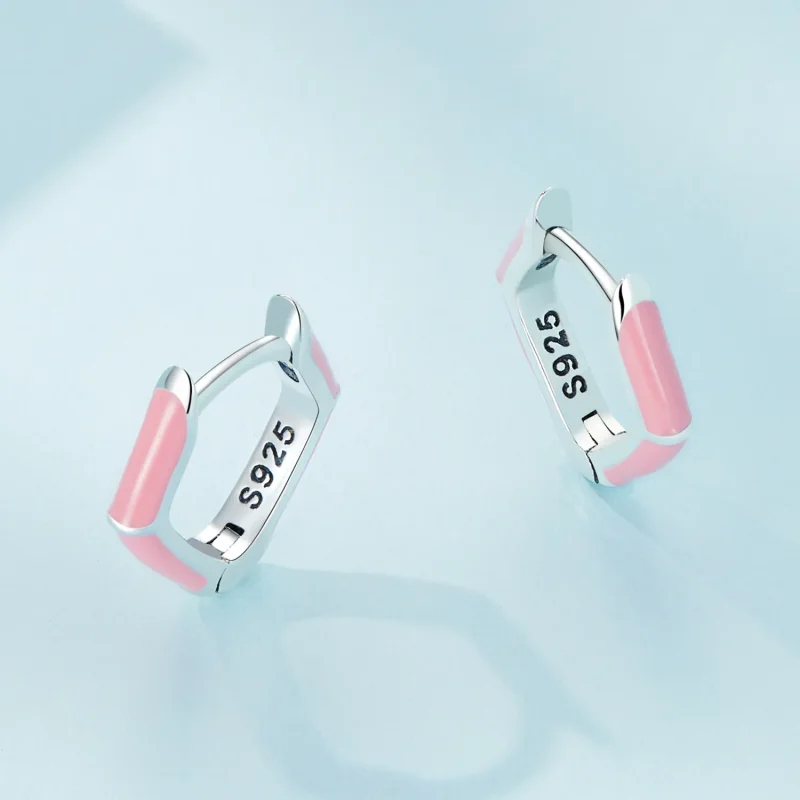 (imagine pentru) Cercei Pandora cu diamante roz în stilul de hoop - SCE1569-PK - Vizualizare 3