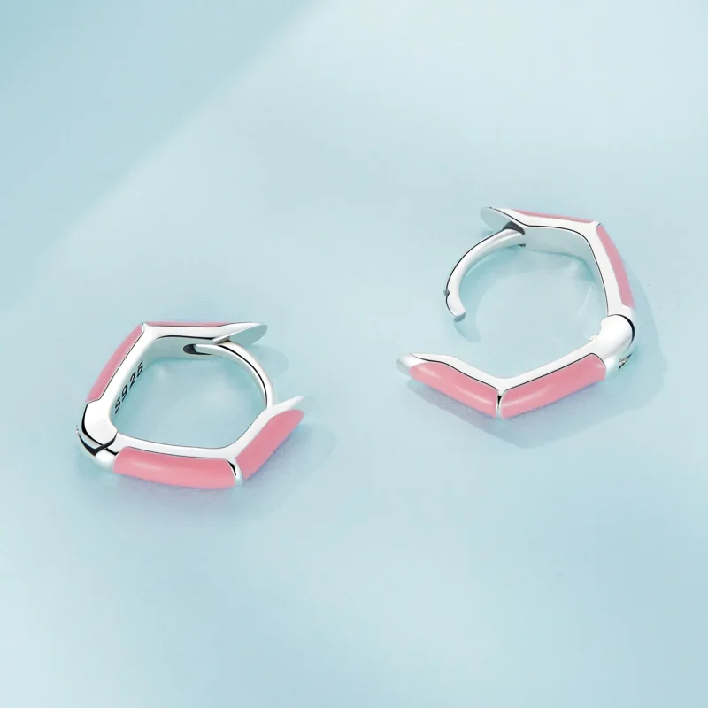 (imagine pentru) Cercei Pandora cu diamante roz în stilul de hoop - SCE1569-PK - Vizualizare 4
