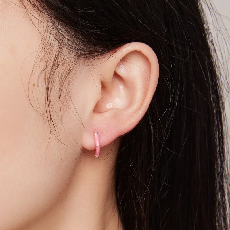 (imagine pentru) Cercei Pandora cu diamante roz în stilul de hoop - SCE1569-PK - Vizualizare 5