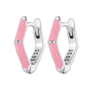 (imagine pentru) Cercei Pandora cu diamante roz în stilul de hoop - SCE1569-PK