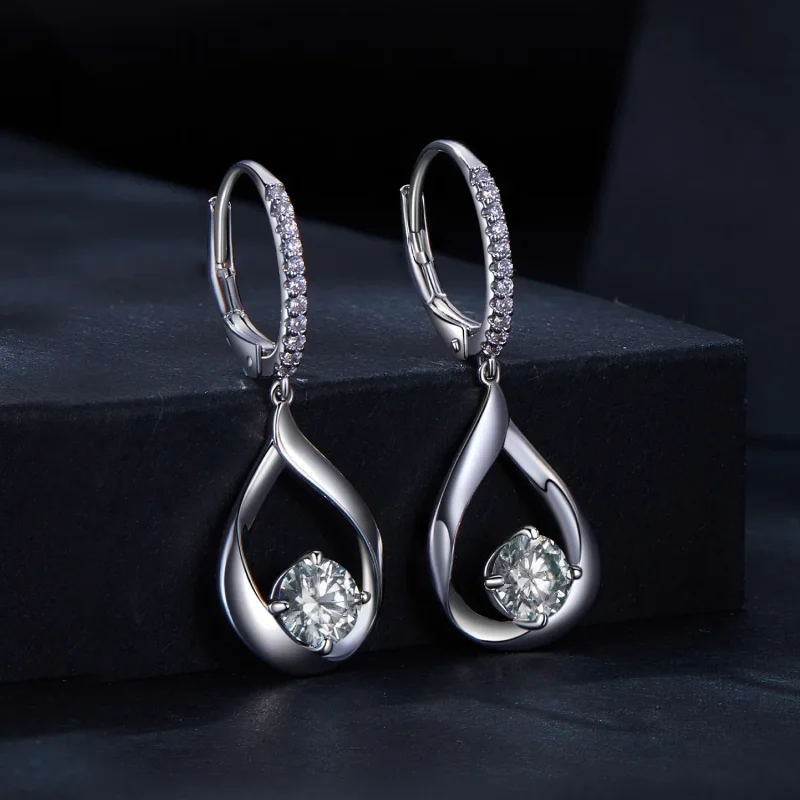 (imagine pentru) Cercei Pandora cu picătură din moissanite (Două certificate) - MSE032 - Vizualizare 2