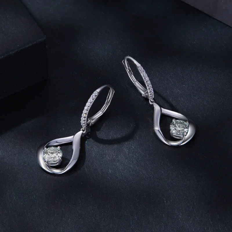 (imagine pentru) Cercei Pandora cu picătură din moissanite (Două certificate) - MSE032 - Vizualizare 3