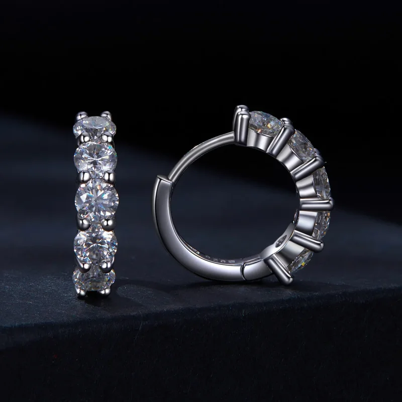 (imagine pentru) Cercei Pandora în stil de jumătate de cerc cu diamante Moissanite - MSE033 - Vizualizare 2