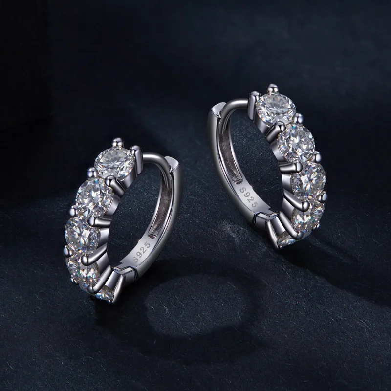 (imagine pentru) Cercei Pandora în stil de jumătate de cerc cu diamante Moissanite - MSE033 - Vizualizare 3