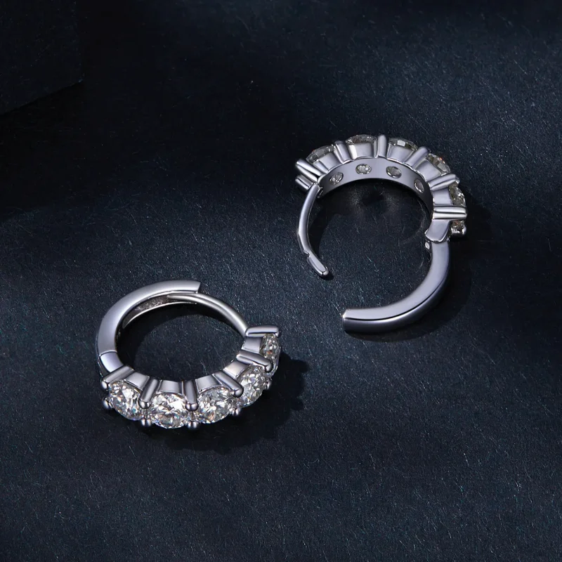 (imagine pentru) Cercei Pandora în stil de jumătate de cerc cu diamante Moissanite - MSE033 - Vizualizare 4