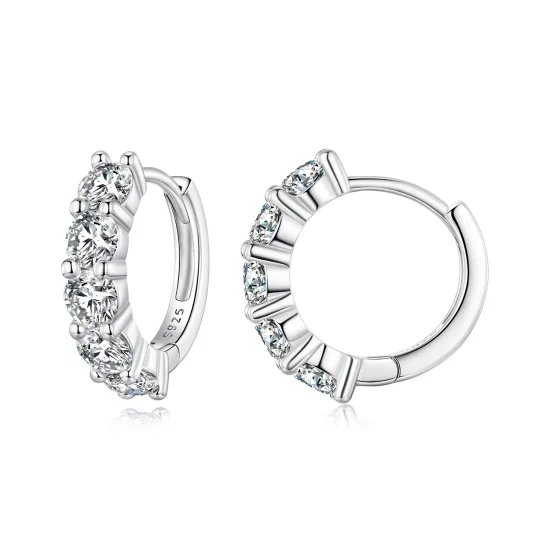 (imagine pentru) Cercei Pandora în stil de jumătate de cerc cu diamante Moissanite - MSE033