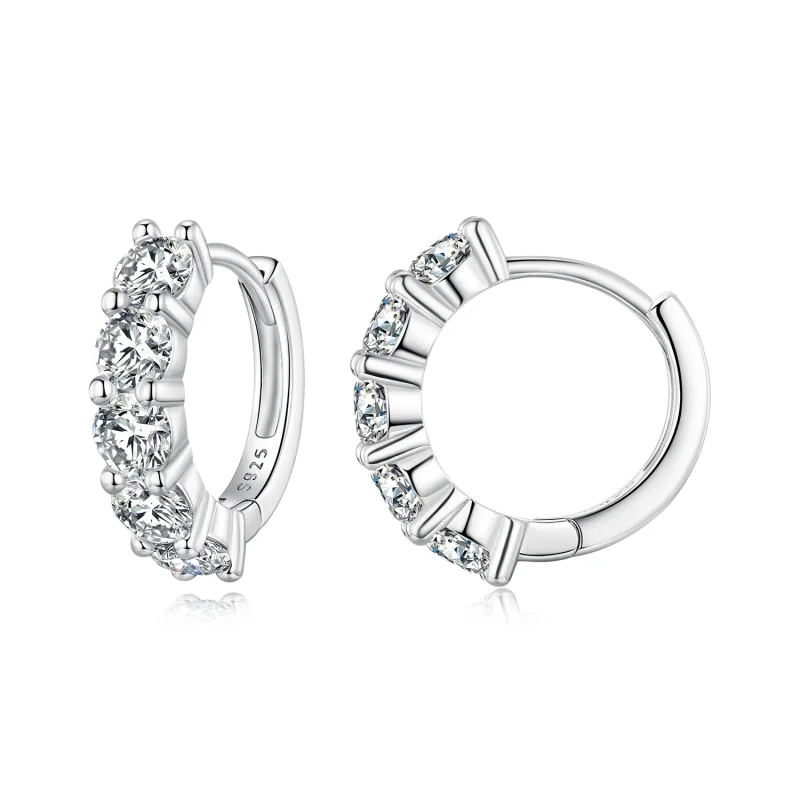 (imagine pentru) Cercei Pandora în stil de jumătate de cerc cu diamante Moissanite - MSE033