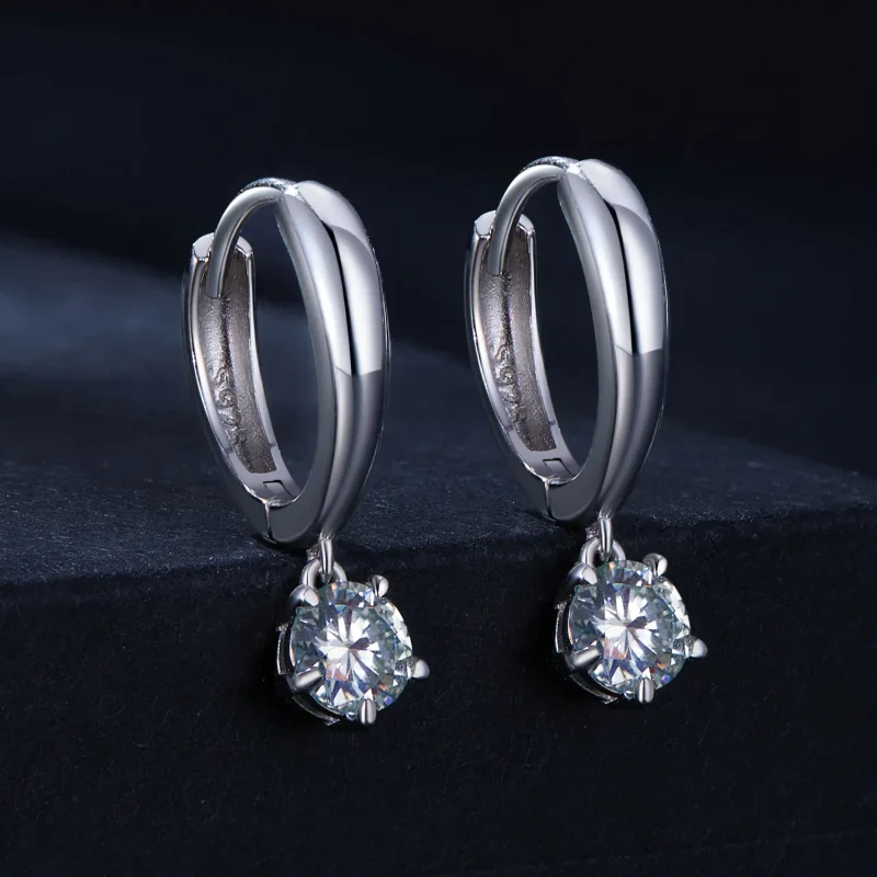 (imagine pentru) Cercei Pandora Style cu Moissanit de 0.5Ct (Două Certificate) - MSE040 - Vizualizare 2