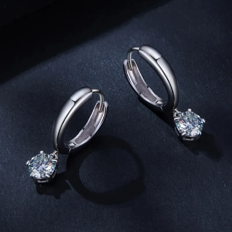 (imagine pentru) Cercei Pandora Style cu Moissanit de 0.5Ct (Două Certificate) - MSE040 - Vizualizare 3